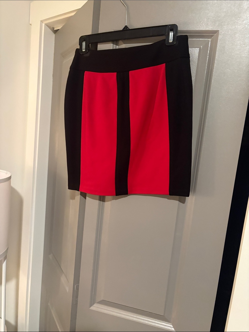 Cache Black and Red Colorblock Mini Skirt
